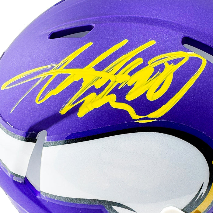 adrian football helmet Adrian Peterson Signed Yellow Ink Minnesota Vikings Speed Mini Football Helmet (Beckett)