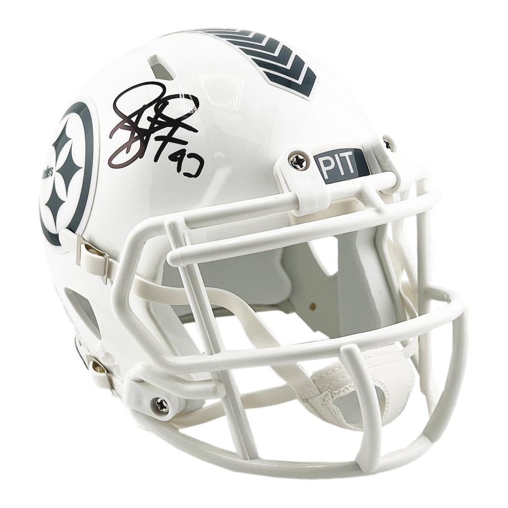 Troy Polamalu Signed Pittsburgh Steelers Salute to Service 2024 Mini Football Helmet (Beckett)