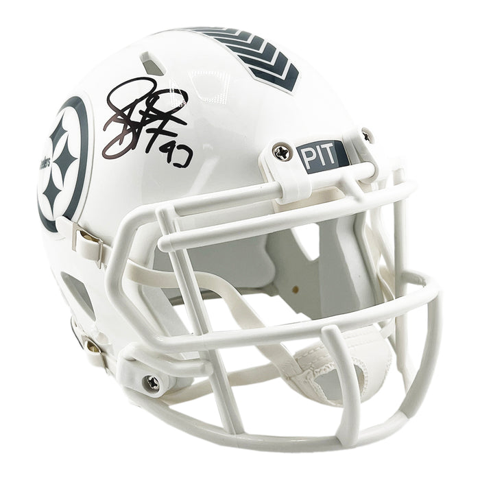 Troy Polamalu Signed Pittsburgh Steelers Salute to Service 2024 Mini Football Helmet (Beckett)