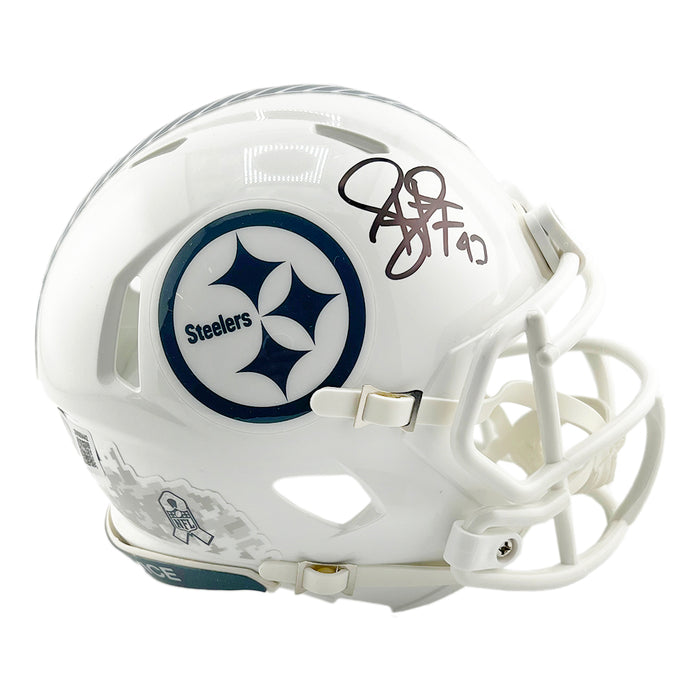 Troy Polamalu Signed Pittsburgh Steelers Salute to Service 2024 Mini Football Helmet (Beckett)