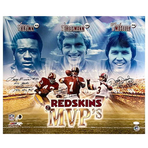 Redskins MVP's Signed Multi-Inscription Larry Brown, Joe Theismann, Mark Moseley Football 20x24 Photo (JSA)