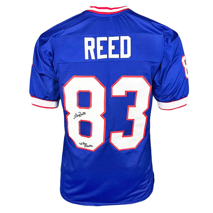 Andre Reed Signed 7x Pro Bowler Inscription Buffalo Blue Football