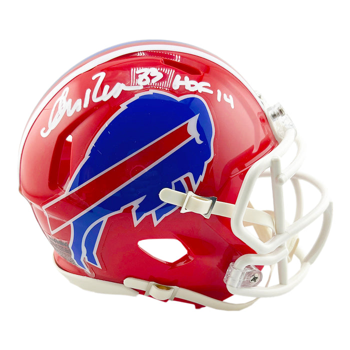 Andre Reed Signed HOF 14 Inscription Buffalo Bills Throwback 87-01 Speed Mini Football Helmet (JSA)