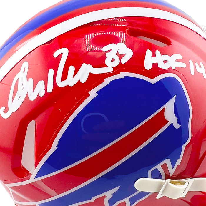 Andre Reed Signed HOF 14 Inscription Buffalo Bills Throwback 87-01 Speed Mini Football Helmet (JSA)
