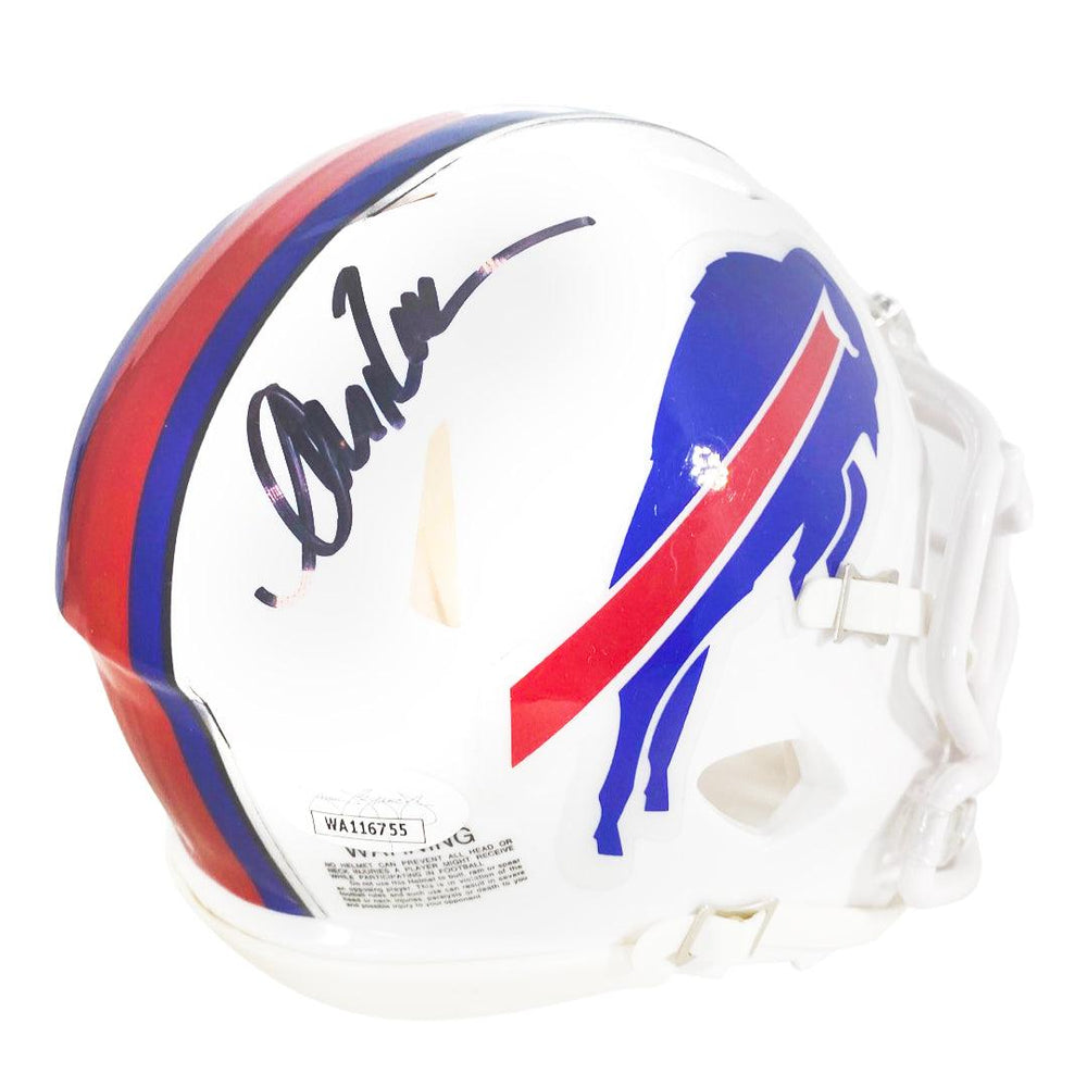 Andre Reed Signed Buffalo Bills Speed Mini Replica White Football Helmet (JSA) - RSA
