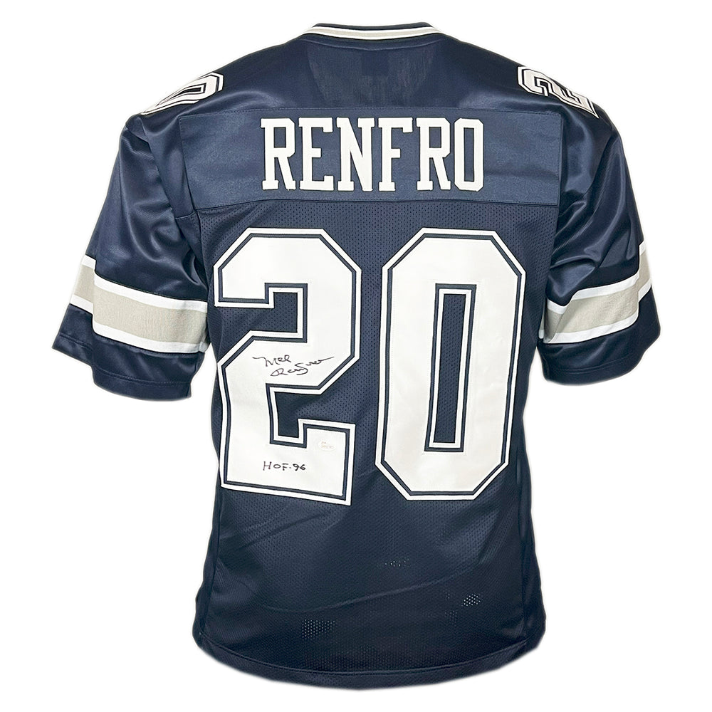 Mel Renfro Signed HOF 96 Inscribed Dallas Navy Football Jersey (JSA)