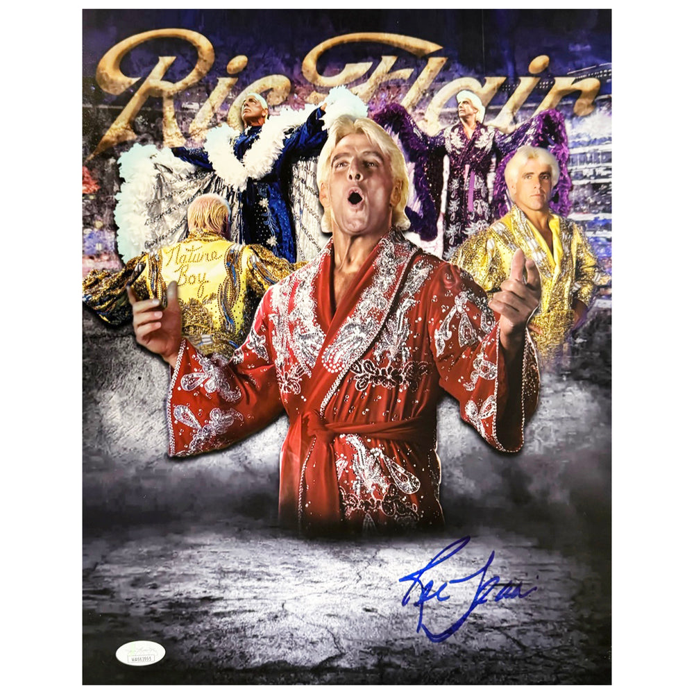 Ric Flair Signed Nature Boy Collage Wrestling 11x14 Photo Pose 1 (JSA)