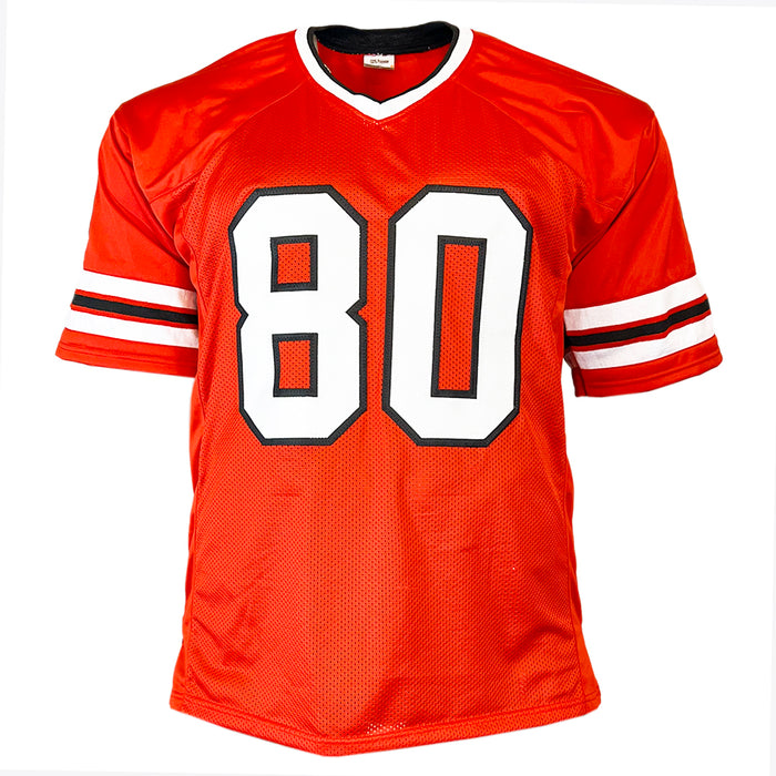Andre Rison Signed Bad Moon Inscription Atlanta Red Football Jersey (Beckett)
