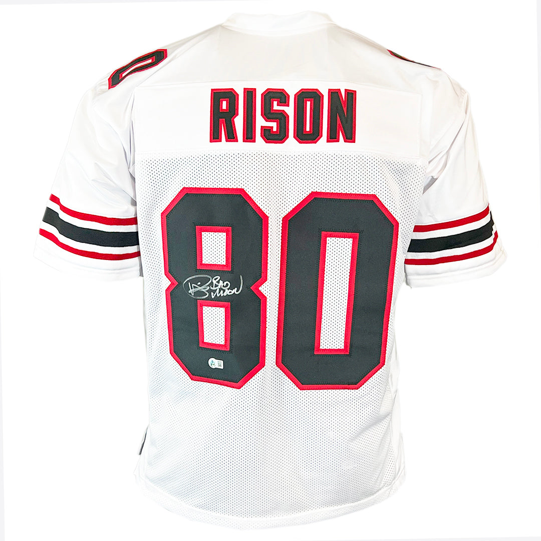Andre Rison Signed Bad Moon Inscription Atlanta White Football Jersey — RSA