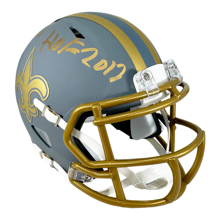 Willie Roaf Signed HOF 2012 Inscription New Orleans Saints Slate Alternate Speed Mini Football Helmet (Beckett)
