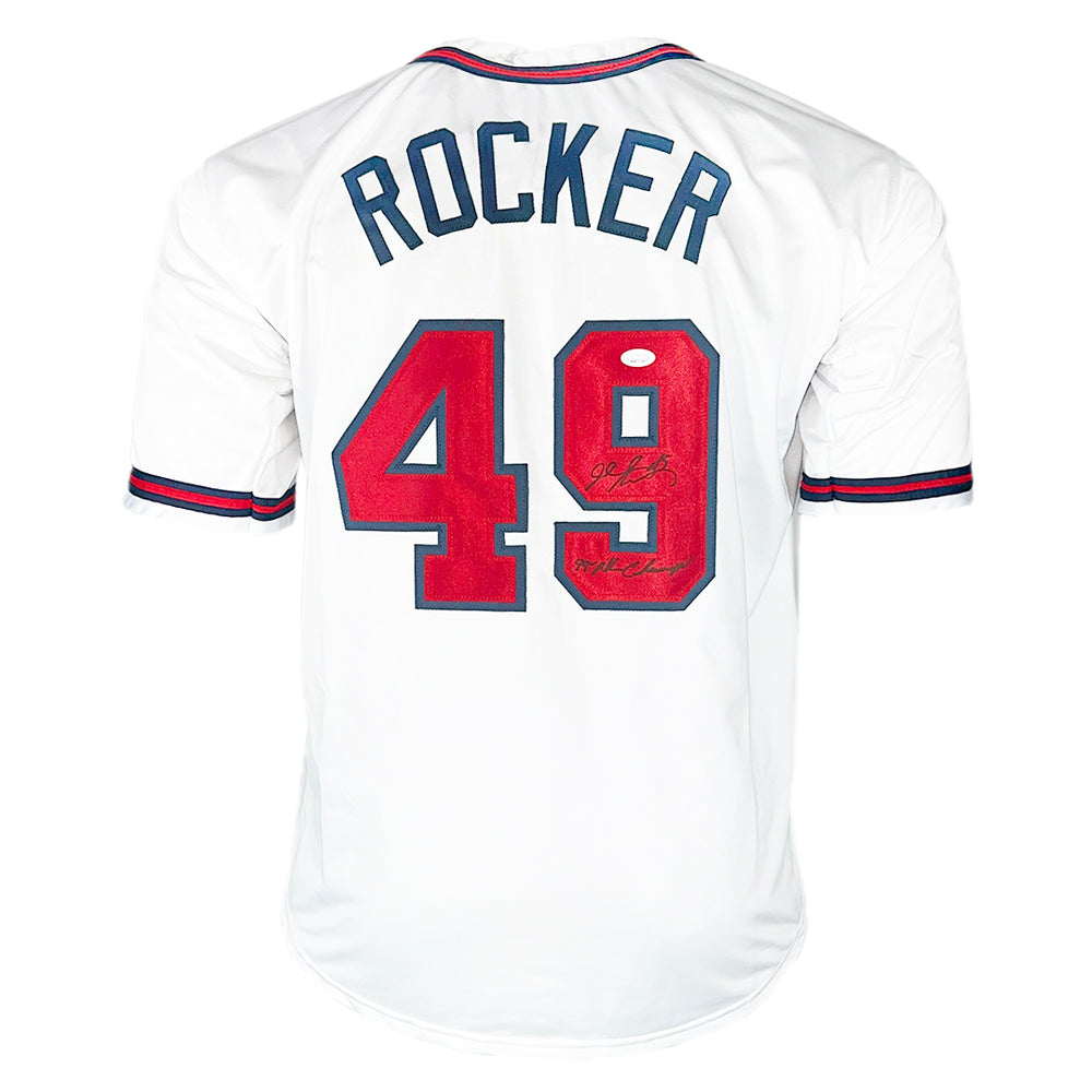 John Rocker Signed 99 NL Champs Inscription Atlanta White Baseball Jersey (JSA)