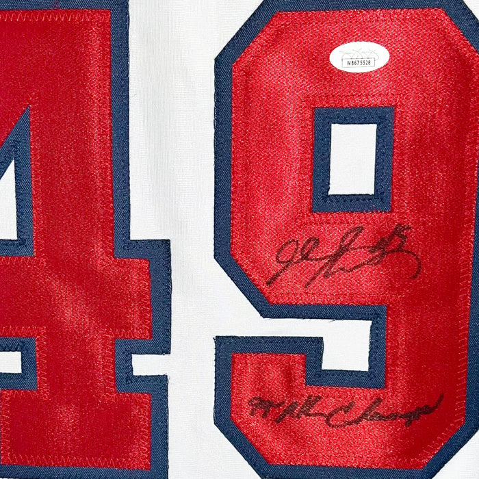 John Rocker Signed 99 NL Champs Inscription Atlanta White Baseball Jersey (JSA)