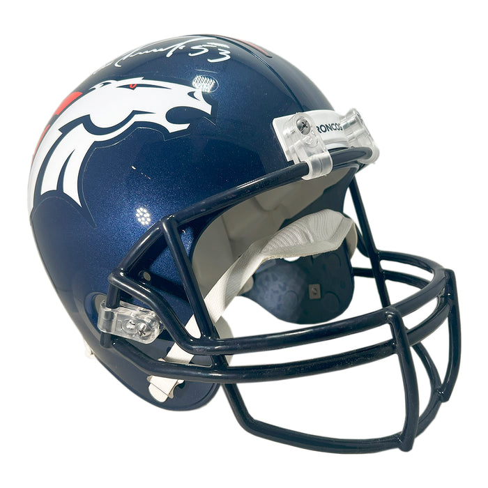 Bill Romanowski Signed White Ink Denver Broncos Full-Size Replica Football Helmet (Beckett)