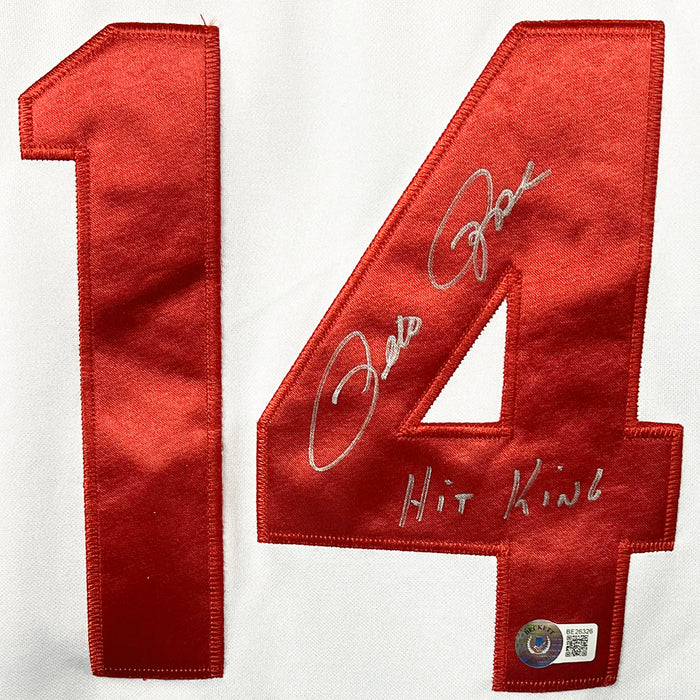 Pete Rose Signed Hit King Inscription Authentic Mitchell & Ness Cincinnati Reds White Mitchell & Ness Authentic Baseball Jersey (Beckett)