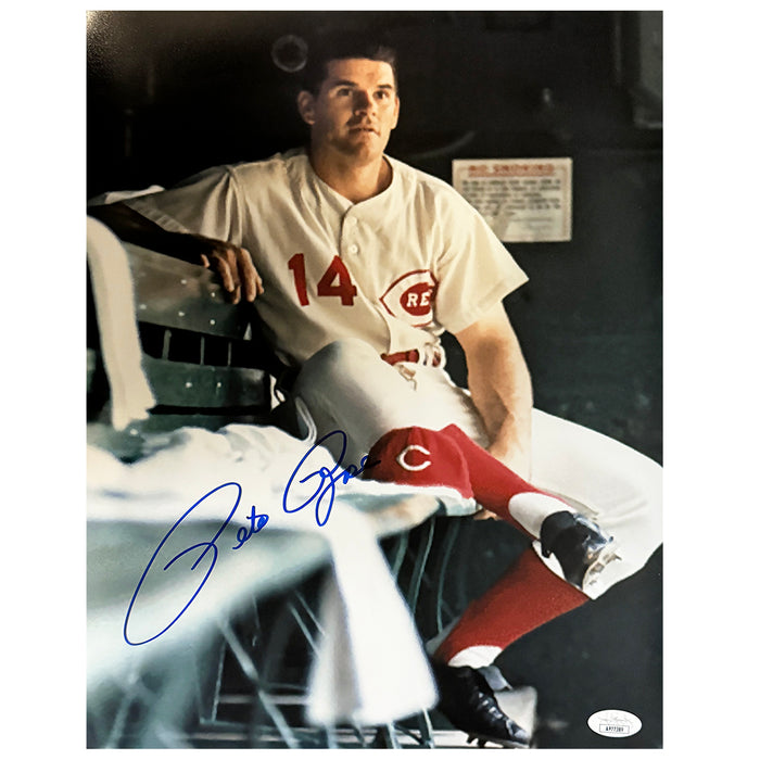 Pete Rose Signed Cincinnati Pose 1 Baseball 11x14 Photo (JSA)