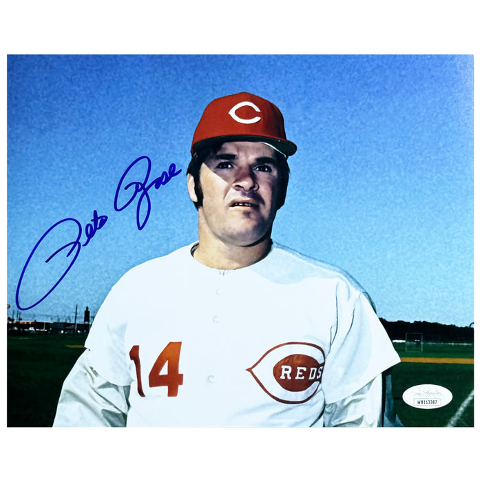 Pete Rose Signed Cincinnati Pose 10 Baseball 8x10 Photo (JSA)
