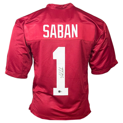 Nick Saban Signed Alabama College Crimson Red Football Jersey (Beckett)