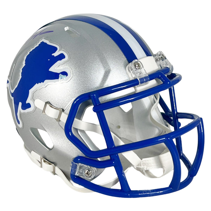 Barry Sanders Signed Detroit Lions Throwback 83-02 Speed Mini Football Helmet (Beckett)