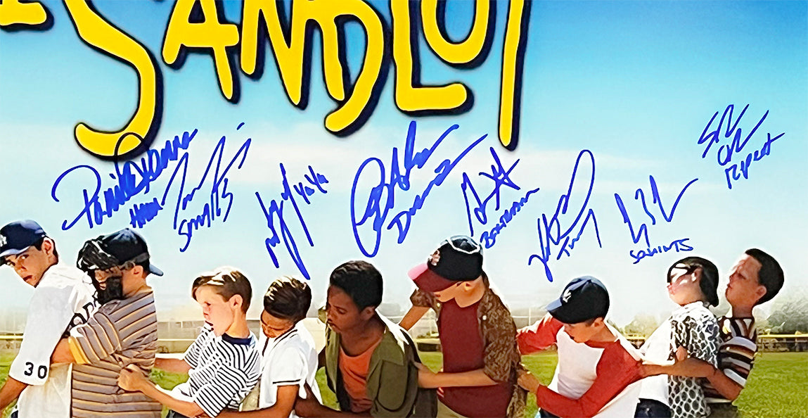Sandlot Movie Cast Signed 8 Signature Nickname Inscriptions Pose 4 16x20 Baseball Photo (Beckett)