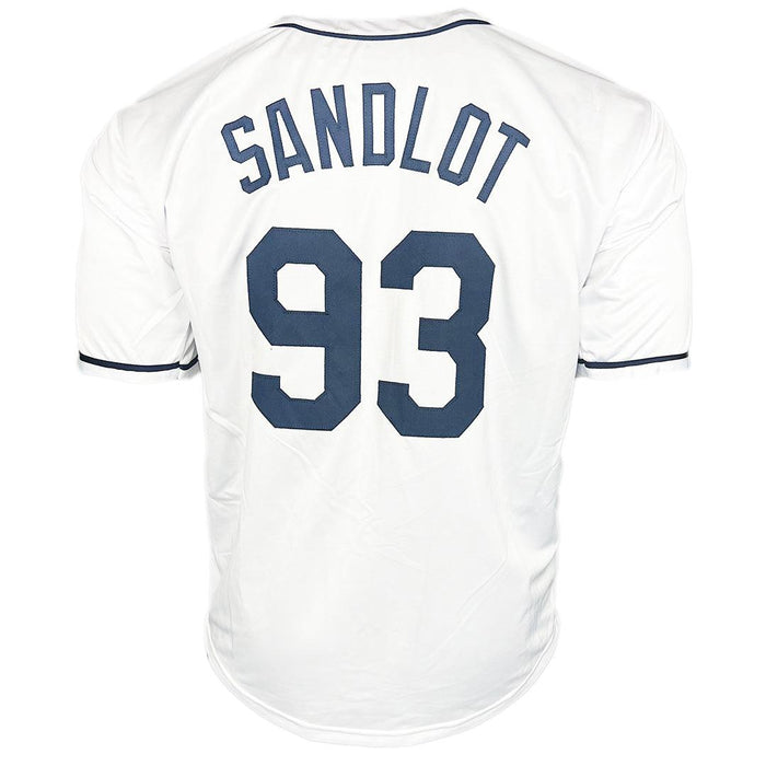 The Sandlot Cast Signed White Baseball Jersey (Beckett) - RSA