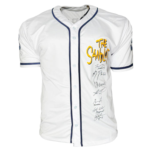 The Sandlot Cast Signed with Nicknames White Baseball Jersey (Beckett)