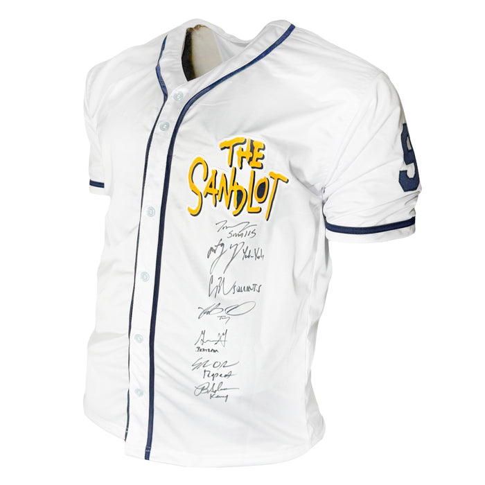 The Sandlot Cast Signed with Nicknames White Baseball Jersey (Beckett)