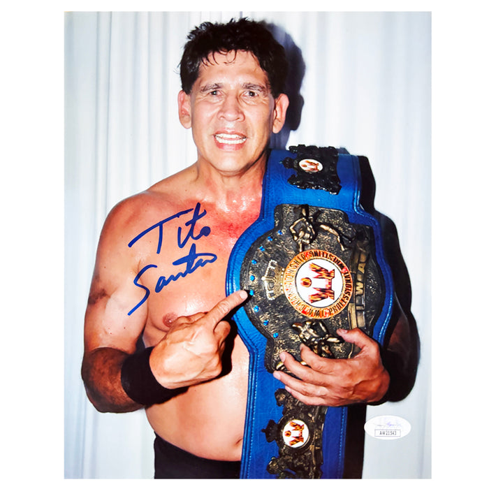 Tito Santana Signed Pose 2 Wrestling 8x10 Photo (JSA)