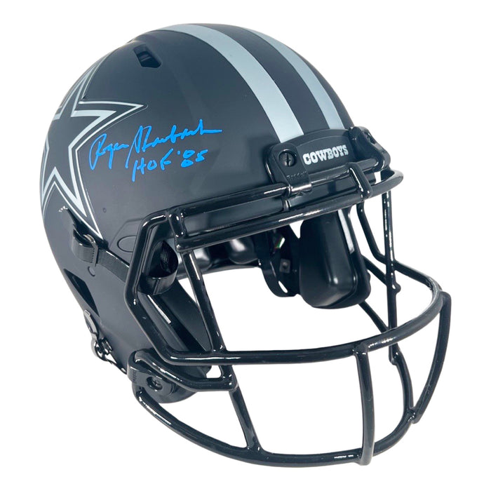 dallas cowboys full size replica football helmet Roger Staubach Signed HOF 85 Inscription Dallas Cowboys Authentic Eclipse Speed Full-Size Replica Football Helmet (Beckett)