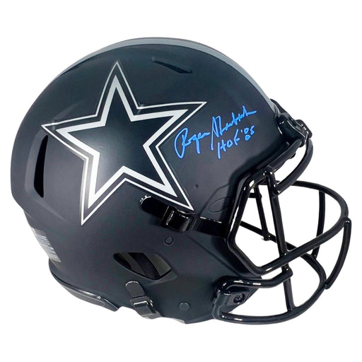 Roger Staubach Signed HOF 85 Inscription Dallas Cowboys Authentic Eclipse Speed Full-Size Replica Football Helmet (Beckett)