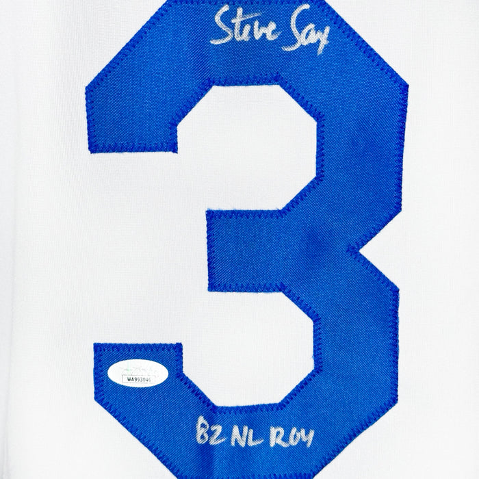 Steve Sax Signed 82 NL ROY Inscription Los Angeles White Baseball Jersey (JSA)