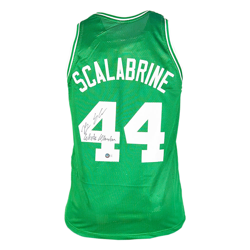 Brian Scalabrine Signed White Mamba Inscription Boston Green Basketball Jersey (Beckett)