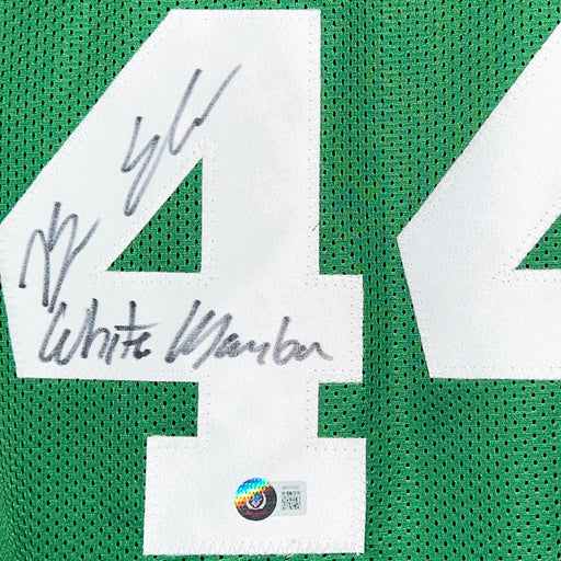 Brian Scalabrine Signed White Mamba Inscription Boston Green Basketball Jersey (Beckett)