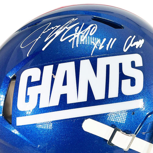 Jeremy Shockey Signed SB XLII Champs Inscription New York Giants Authentic Speed Full-Size Football Helmet (JSA) - RSA