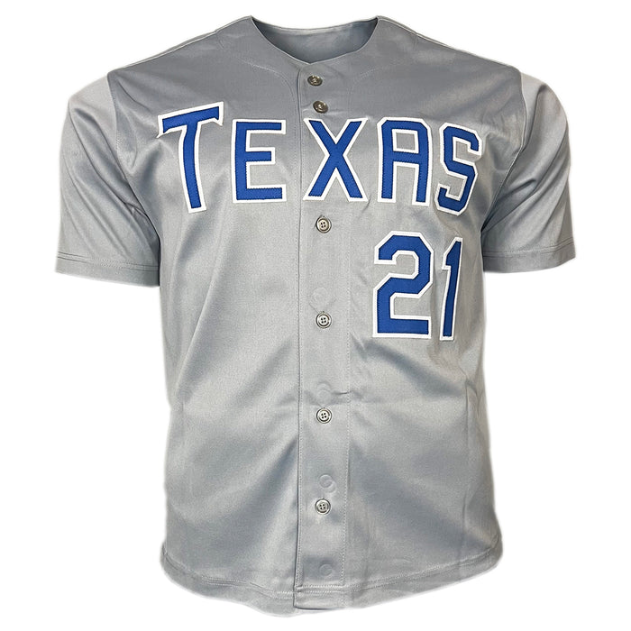 Ruben Sierra Signed 4x A/S Inscription Texas Grey Baseball Jersey (JSA)
