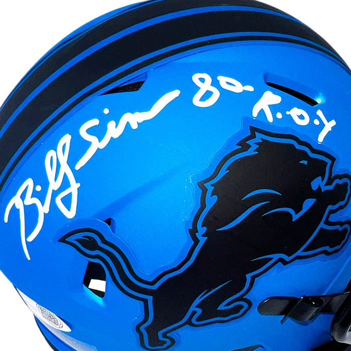Billy Sims Signed 80 ROY Detroit Lions Rave Mini Football Helmet (JSA)