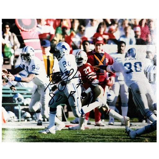 Billy Sims Signed 80 ROY Inscription Detroit Pose 1 Football 8x10 Photo (JSA)