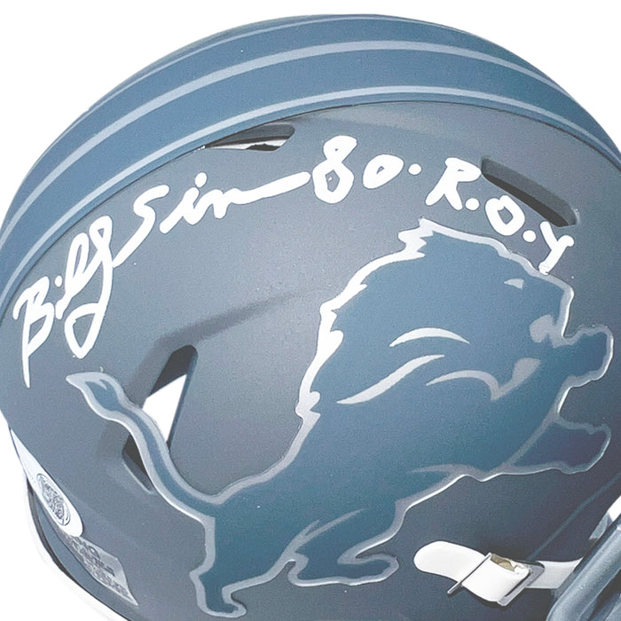 Billy Sims Signed 80 ROY Detroit Lions Slate Alternate Speed Mini Football Helmet (JSA)