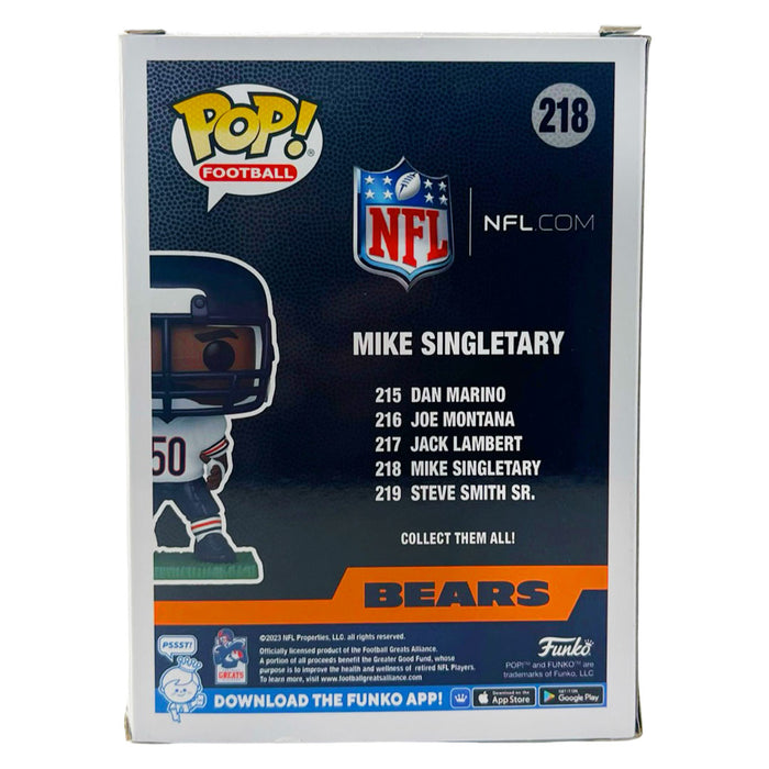 Mike Singletary Signed Chicago Bears Funko POP! #218 Vinyl Figure (Beckett)