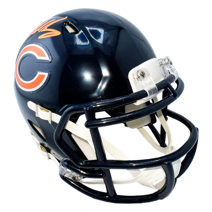 Mike Singletary Signed Orange Ink Chicago Bears Speed Mini Football Helmet (Beckett)