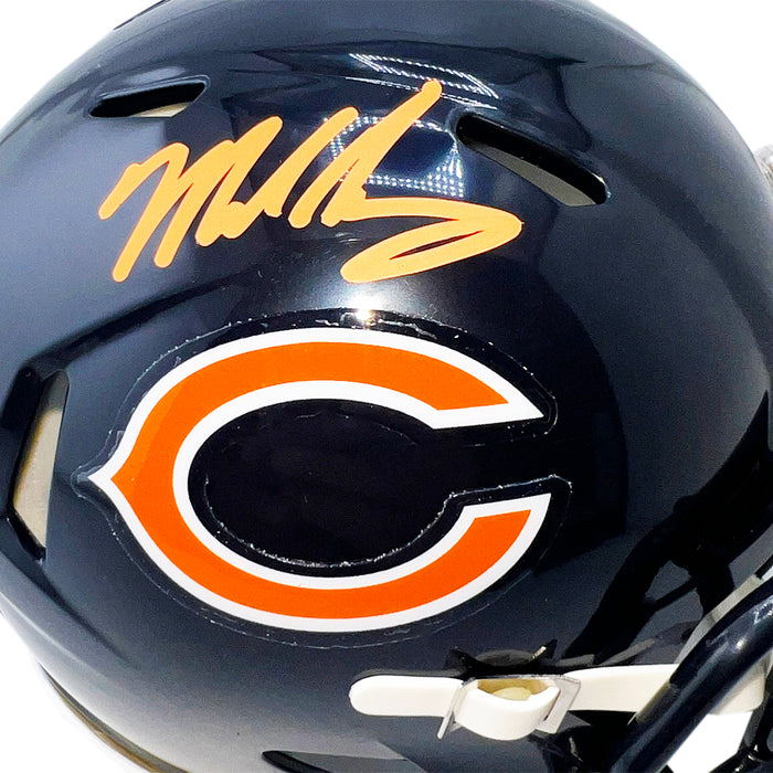 Mike Singletary Signed Orange Ink Chicago Bears Speed Mini Football Helmet (Beckett)