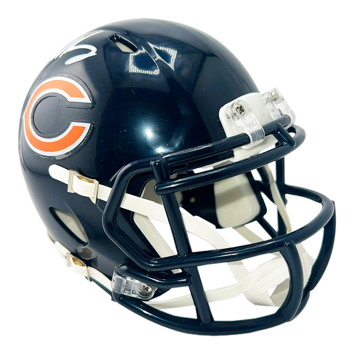 Mike Singletary Signed White Ink Chicago Bears Speed Mini Football Helmet (Beckett)