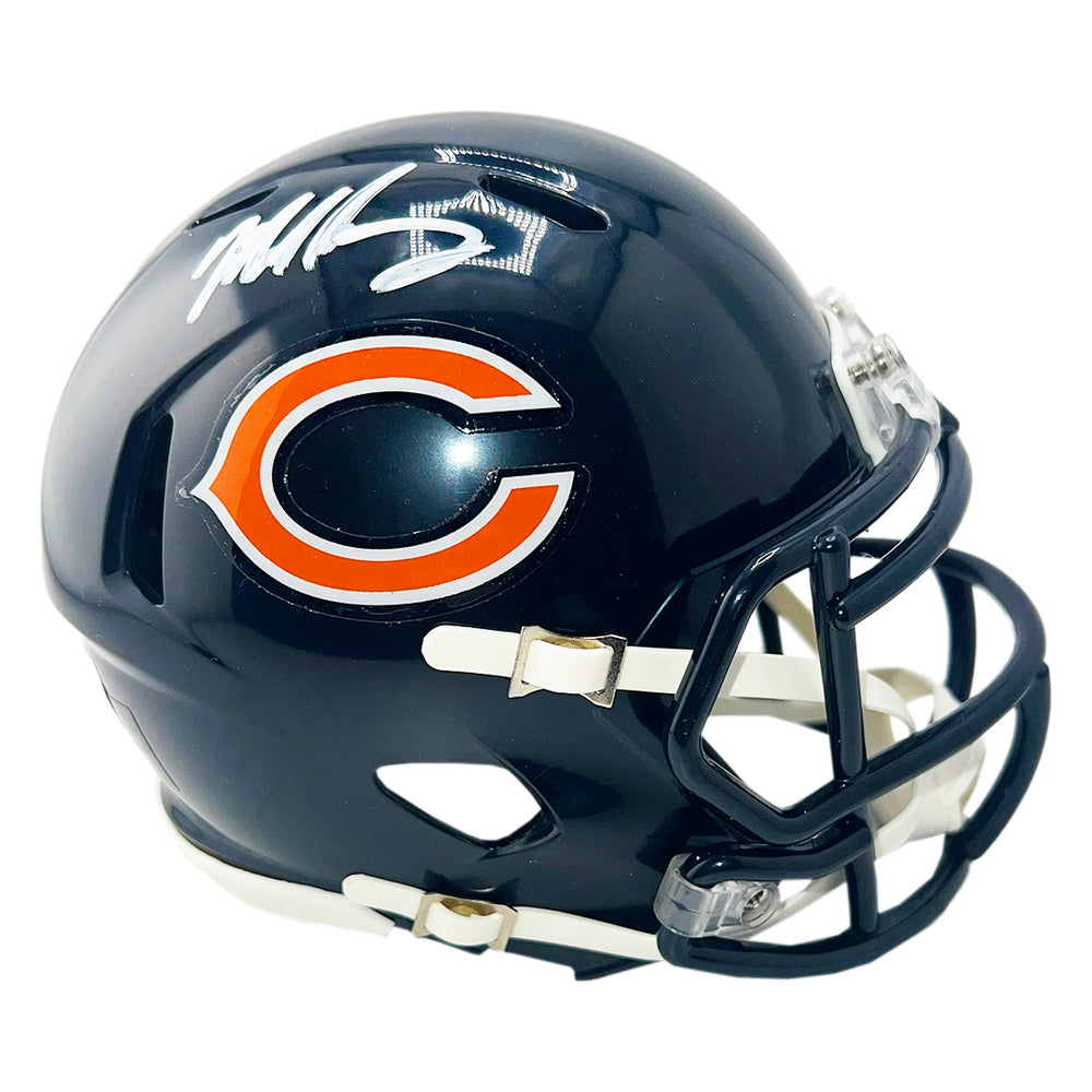 Mike Singletary Signed White Ink Chicago Bears Speed Mini Football Helmet (Beckett)