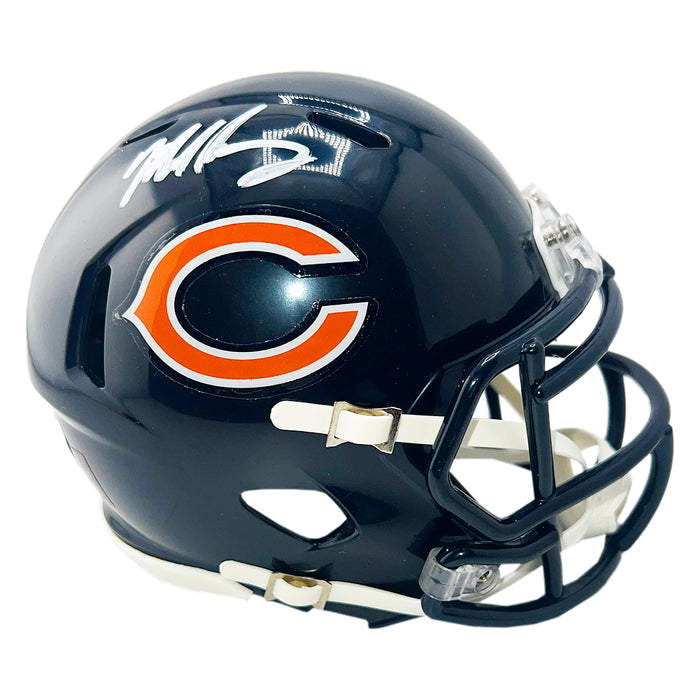 Mike Singletary Signed White Ink Chicago Bears Speed Mini Football Helmet (Beckett)