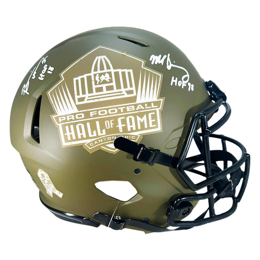 Brian Urlacher and Mike Singletary Signed Hall of Fame Authentic Salute to Service Full-Size Football Helmet (Beckett)