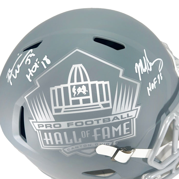Brian Urlacher and Mike Singletary Signed Hall of Fame Slate Alternate Speed Full-Size Replica Football Helmet (Beckett)
