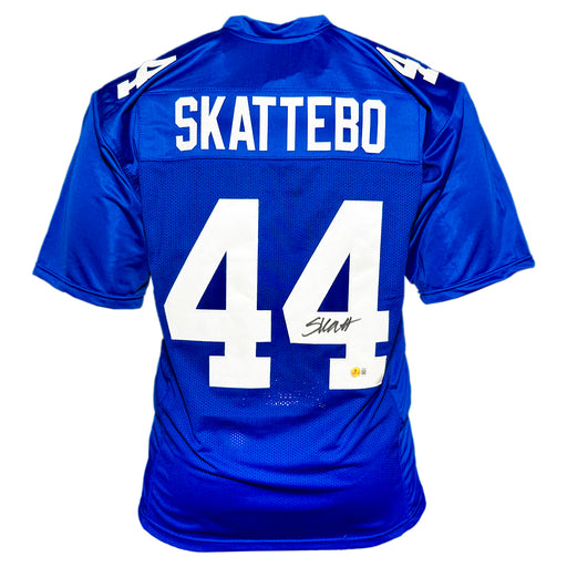 Cameron Skattebo Signed New York Blue Football Jersey (Beckett)