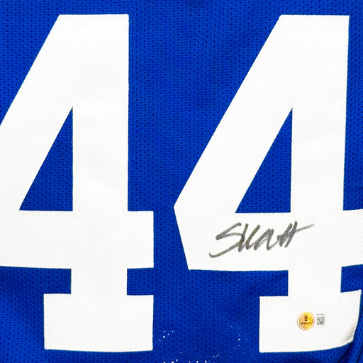 Cameron Skattebo Signed New York Blue Football Jersey (Beckett)