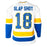 Slapshot Movie Signed Three Signature Old Time Hockey Inscription White Hockey Jersey (Beckett)