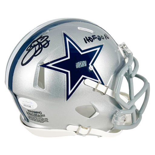 Emmitt Smith Signed HOF 2010 Inscription Dallas Cowboys Speed Mini Football Helmet (JSA)