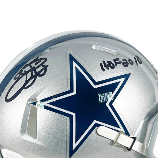 Emmitt Smith Signed HOF 2010 Inscription Dallas Cowboys Speed Mini Football Helmet (JSA)
